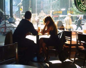 girl and boy in cafe