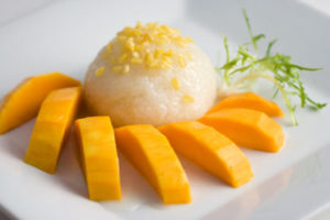 Mango with Coconut-glazed rice is the next big thing now. Thai Delights