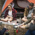 People camping in the forest