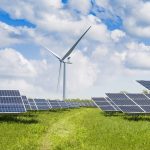 solar panels and wind turbine