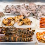 Shellfish and seafood at a market