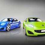 Two Elegant Multicolored Modern Cars