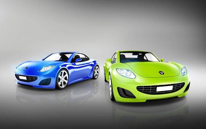 Two Elegant Multicolored Modern Cars