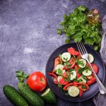 Vegetable salad with cucumber and tomato