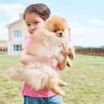 Asian Girl Holding Pet Dog