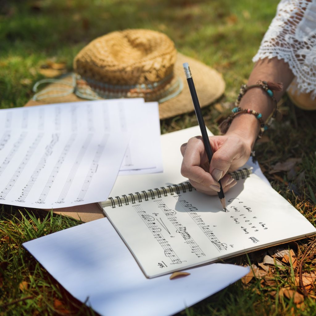 Hippie Musician Songwriter Writing Concept