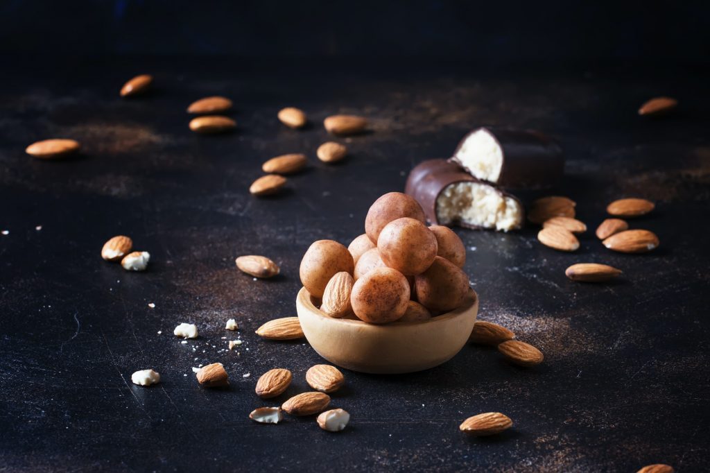 Marzipan, round almond candies