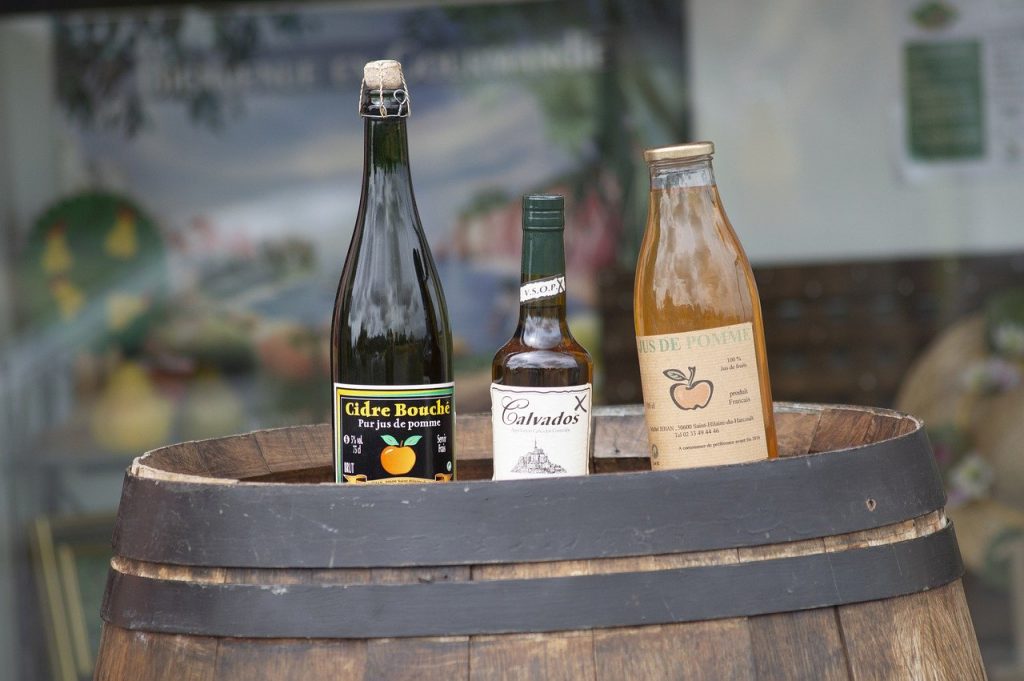 apple cider vinegar in sealed glass bottles