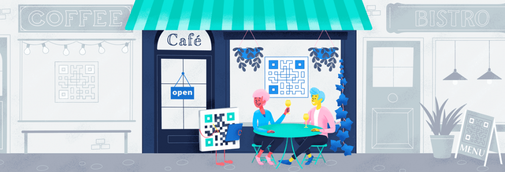 how to create no touch menu illustration cafe front 1