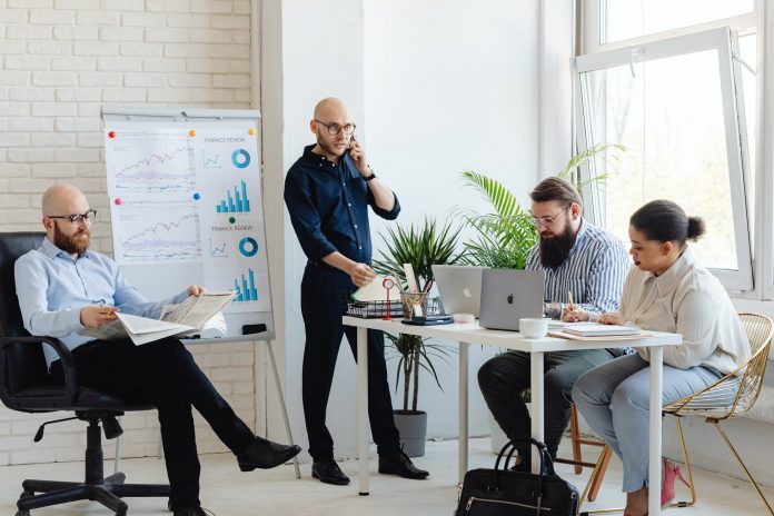 people working together at an office