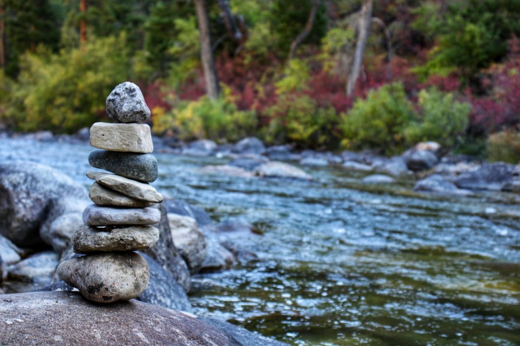 Rock cairn along the river… balance