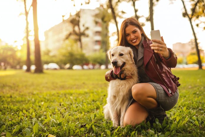 Selfie with her pet