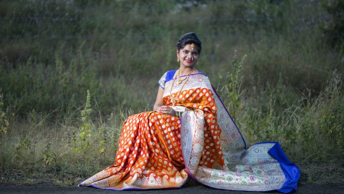 Beautiful Indian bride Wearing Saree