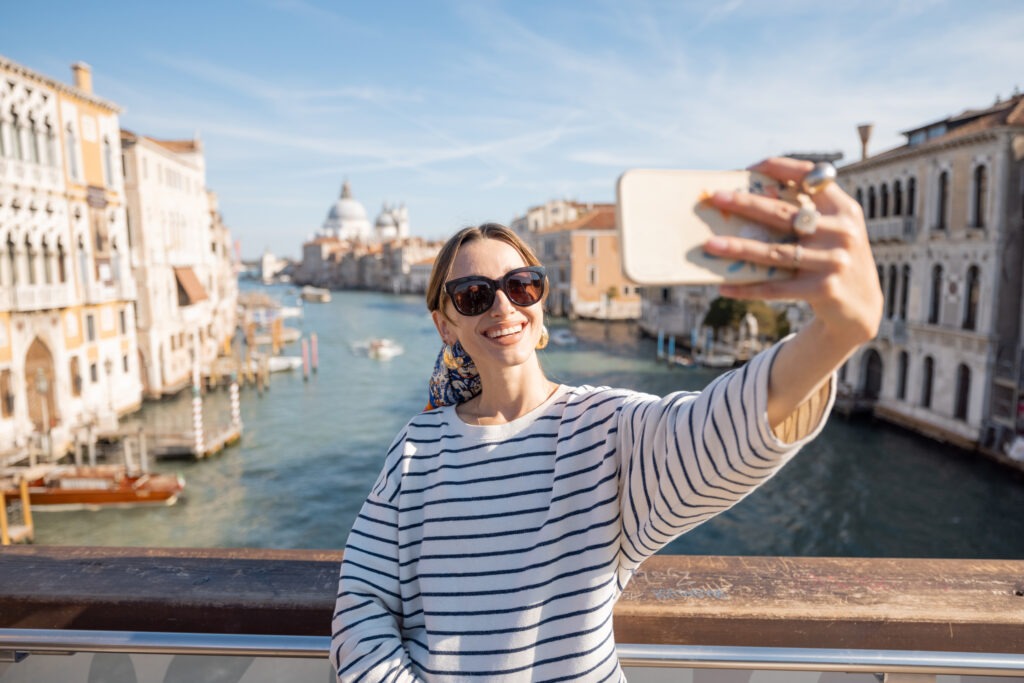 Woman traveling in Venice, Italy