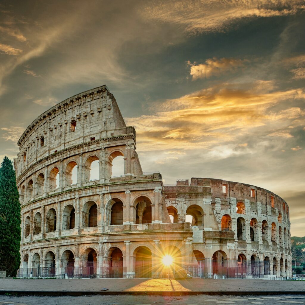 Colosseum at sunrise in Rome