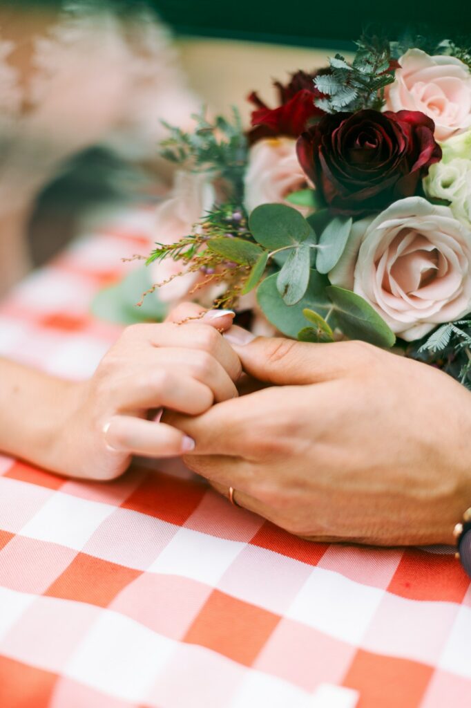 Couple holding hands in valentine day