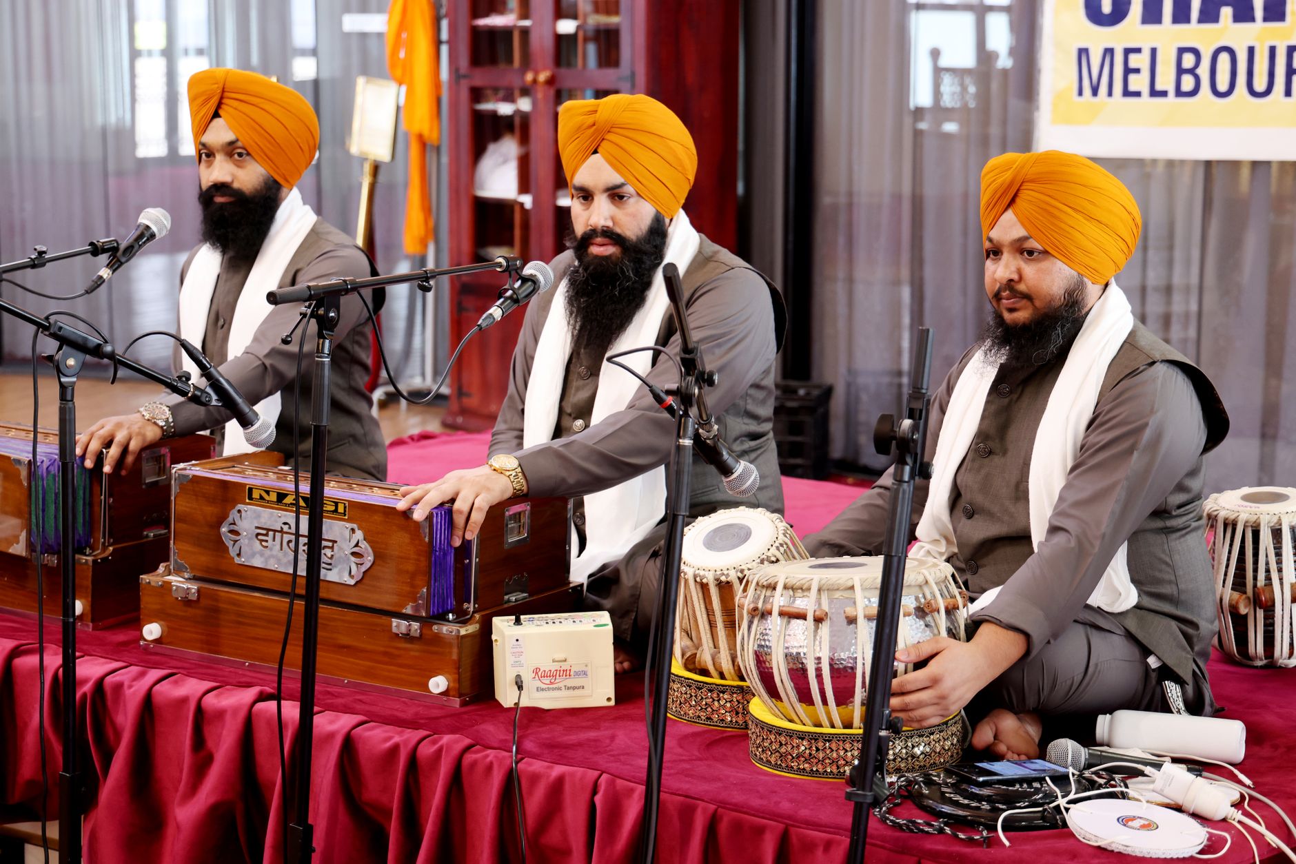 sikh musicians performing traditional kirtan